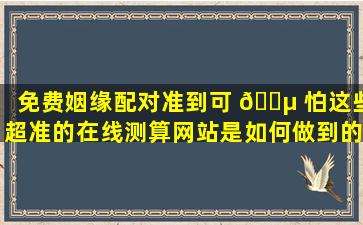 免费姻缘配对准到可 🌵 怕这些超准的在线测算网站是如何做到的